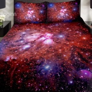 Splendid Red Galaxy Print 4-Piece Duvet Cover Sets
