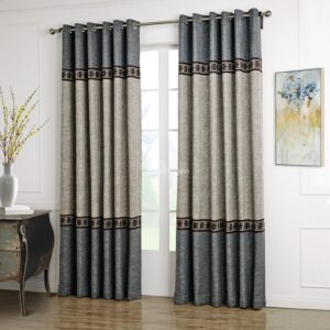 Fantastic Blue And Gray Joint Color Decorative Border Design Custom Curtain