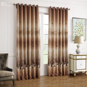 Fantastic Brown Leaves And Forest Printing Custom Curtain