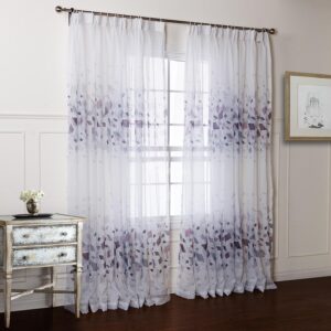 Wonderful Flower Printing Light Gray Custom Sheer Curtain