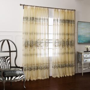 Wonderful Pretty Gold Stamping Custom Sheer Curtain