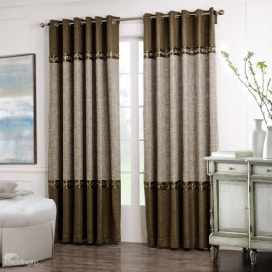 Fabulous Brown Gray Joint Color Decorative Border Design Custom Curtain