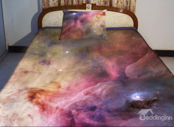 Purple Nebula and Shining Star Print 4-Piece Duvet Cover Sets