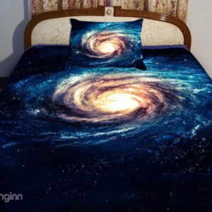 Digital Blue Meteorogram Print 4-Piece Duvet Cover Sets