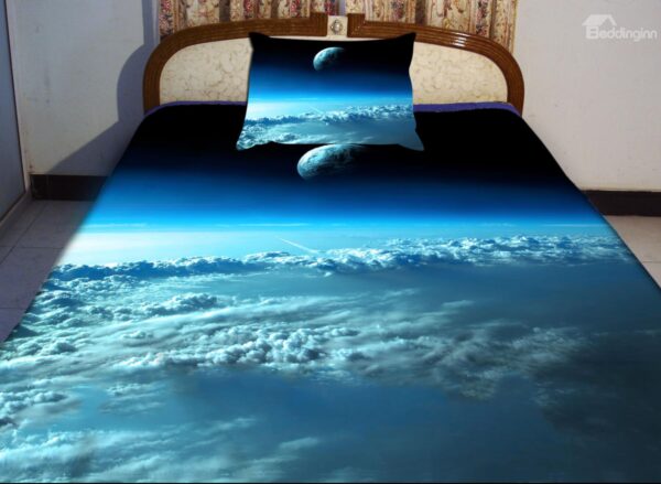 Blue Sky and Star Print 4-Piece Duvet Cover Sets