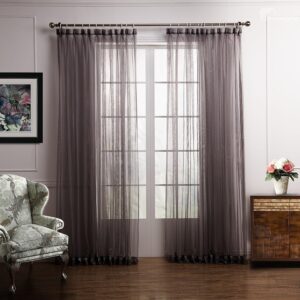 Elegant Deep Gray Plain Color Custom Sheer Curtain