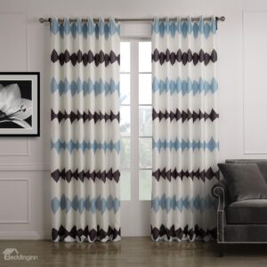 Fantastic Blue Brown Design Grommet Top Custom Curtain