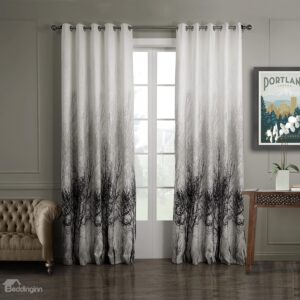 Attractive Elegant Pretty Trees Printing Custom Curtain