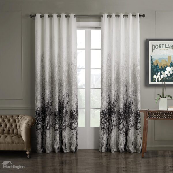 Attractive Elegant Pretty Trees Printing Custom Curtain