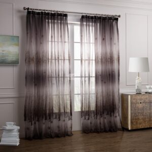Fantastic Gray Leaves And Forest Printing Custom Sheer Curtain