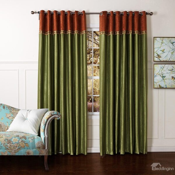 New Style Pretty Green Granular Villus Custom Curtain