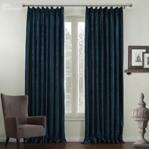 Graceful Elegant Deep Blue Jacquard Pattern Custom Curtain