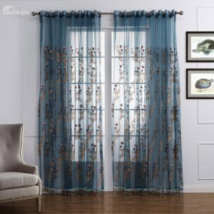 High Quality Wonderful Floral Pattern Custom Sheer Curtain