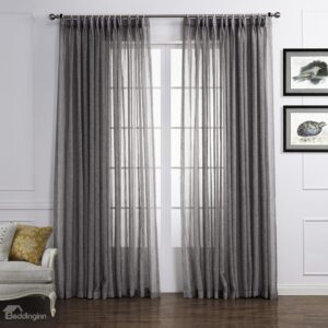 Light Gray Popular Polyester and Linen Custom Sheer Curtain