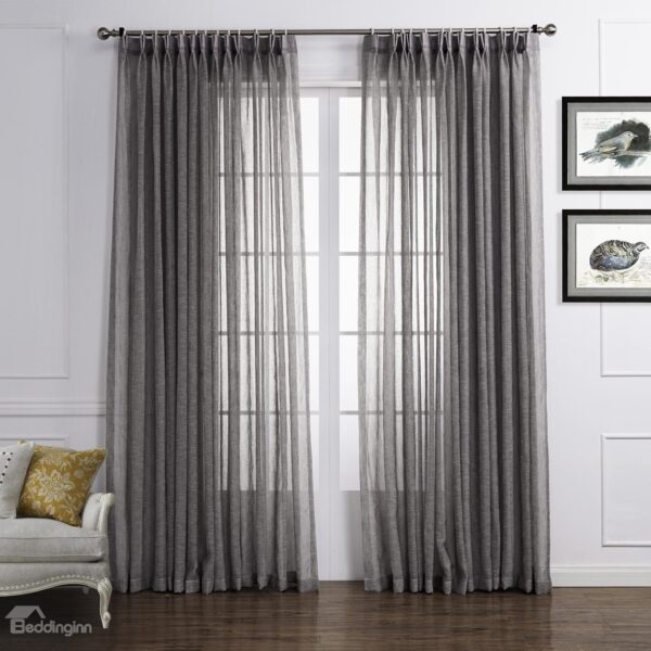 Light Gray Popular Polyester and Linen Custom Sheer Curtain