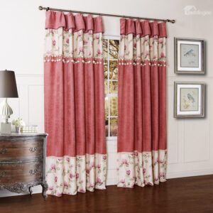 Top Selling Beautiful Flowers Printing Chenille Custom Made Curtain
