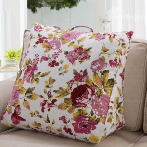 Super Soft Red and Pink Flowers Pattern 3D Throw Pillow