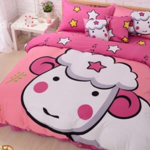 Cute Aries and Star Print 4-Piece Cotton Duvet Cover Sets
