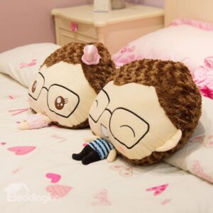 Super Lovely Plush Girl and Boy Toy a Pair Throw Pillow