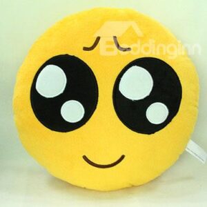 Creative Yellow Plush Frown and Pity Expression Pattern Throw Pillow