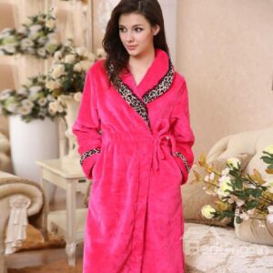 Wonderful Fashion Cozy Leopard Design Rose Bathrobe