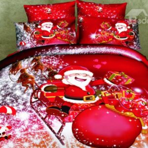 Father Christmas and Christmas Gift 4-Piece Cotton Duvet Cover Sets