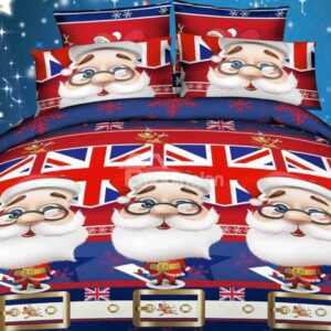 Father Christmas and Union Jack 4-Piece Cotton Duvet Cover Sets