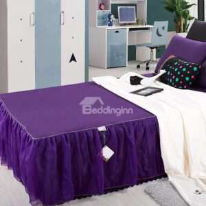 Fancy Pure Purple Lace Border Pattern Bed Skirt