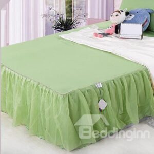 Fresh and Cool Pure Apple Green Lace Border Bed Skirt