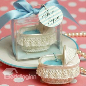 New Arrival Sky Blue Baby Cradle Shape Candle