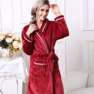 Cozy Fashion Concise Unisex Wine Red Bathrobe