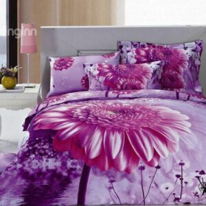 Wonderful Blooming Flower Print 4-Piece Cotton Duvet Cover Sets