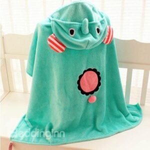 Super Cute Green Elephant Shape Baby Pashmina Animal Print Blanket