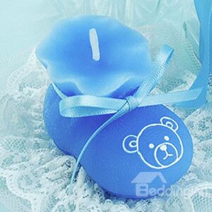 New Design Bear and Butterfly Embroidery Baby Shoe Candle