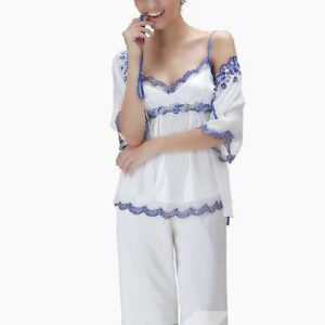 Fantastic Graceful Floral Pattern Lace Border Pajama