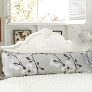 Super Soft White Flower and Branch Pattern Bed Pillowcase for a Couple