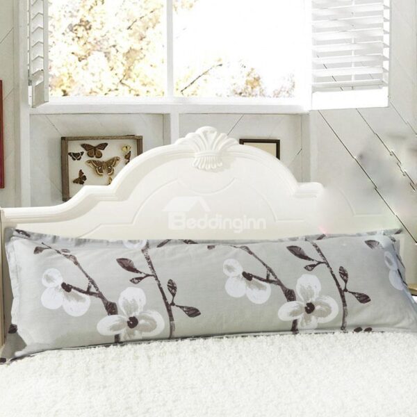 Super Soft White Flower and Branch Pattern Bed Pillowcase for a Couple