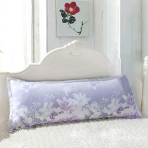 Fancy Light Purple Lily Pattern Bed Pillowcase for a Couple