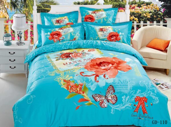 Amazing Flower and Butterfly Oil Painting 4-Piece Duvet Cover Sets