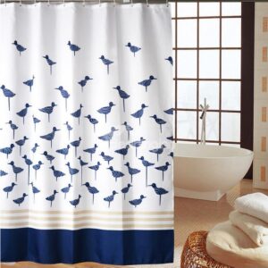Graceful Pretty Cartoon Blue Birds Printing Shower Curtain