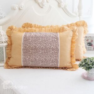 Super Soft Leopard Orange Fold Border Bed Pillowcase