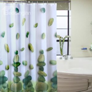 Graceful Unique Green Cobblestone Printing Shower Curtain
