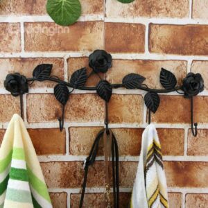Graceful Rose Leaves European Iron Style Hooks