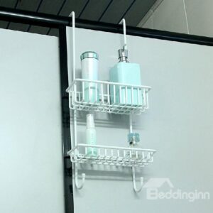 Concise Multifunctional White Hanger Design Bathroom Shelf