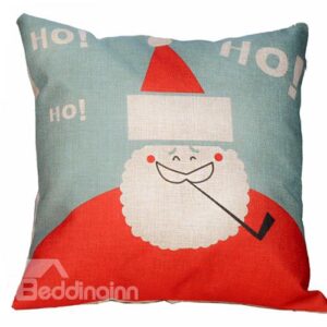 Christmas Gift Santa Claus Smoking Pattern Thicken Throw Pillow