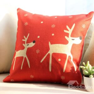 Christmas Gift Little White Deer and Snowflake Pattern Throw Pillow