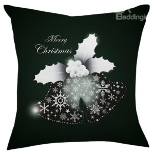 Merry Christmas Black Shining Grapes Snowflake Throw Pillow