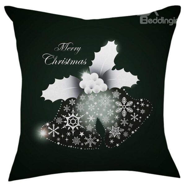Merry Christmas Black Shining Grapes Snowflake Throw Pillow