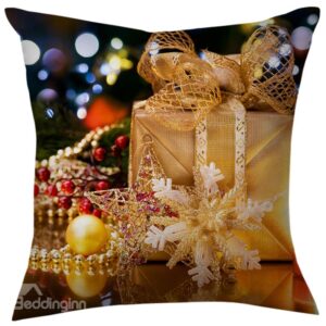 Creative Christmas Gift Snowflake and Present Throw Pillow