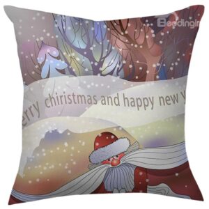 Christmas Gift Trees and Santa Claus Throw Pillow